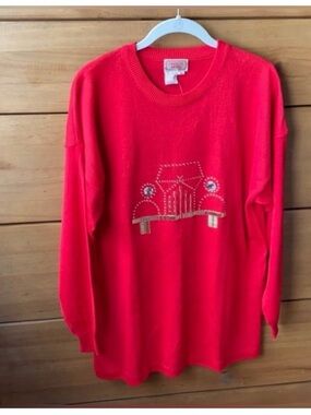 NWT! Pronto Moda Red Acrylic Embellished Sweater | Medium